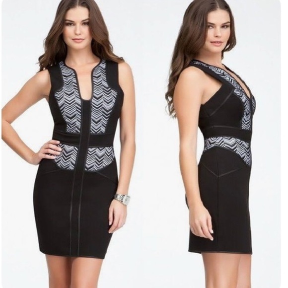 bebe Dresses & Skirts - Bebe Black & White Sleeveless Bodycon Dress - S